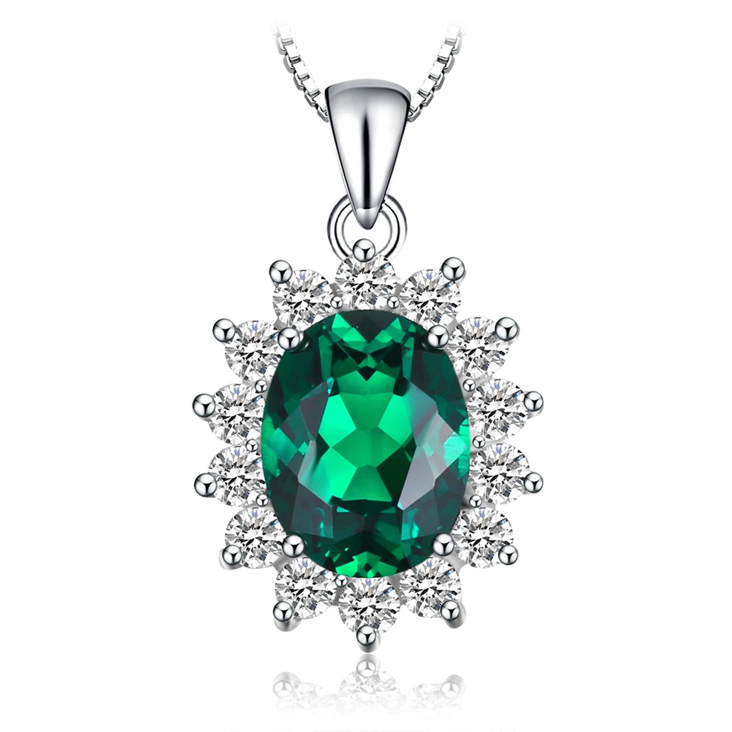 Princess Diana Created Blue Sapphire Ruby Simulated Emerald 925 Sterling Silver Pendant Necklace Women No Chain
