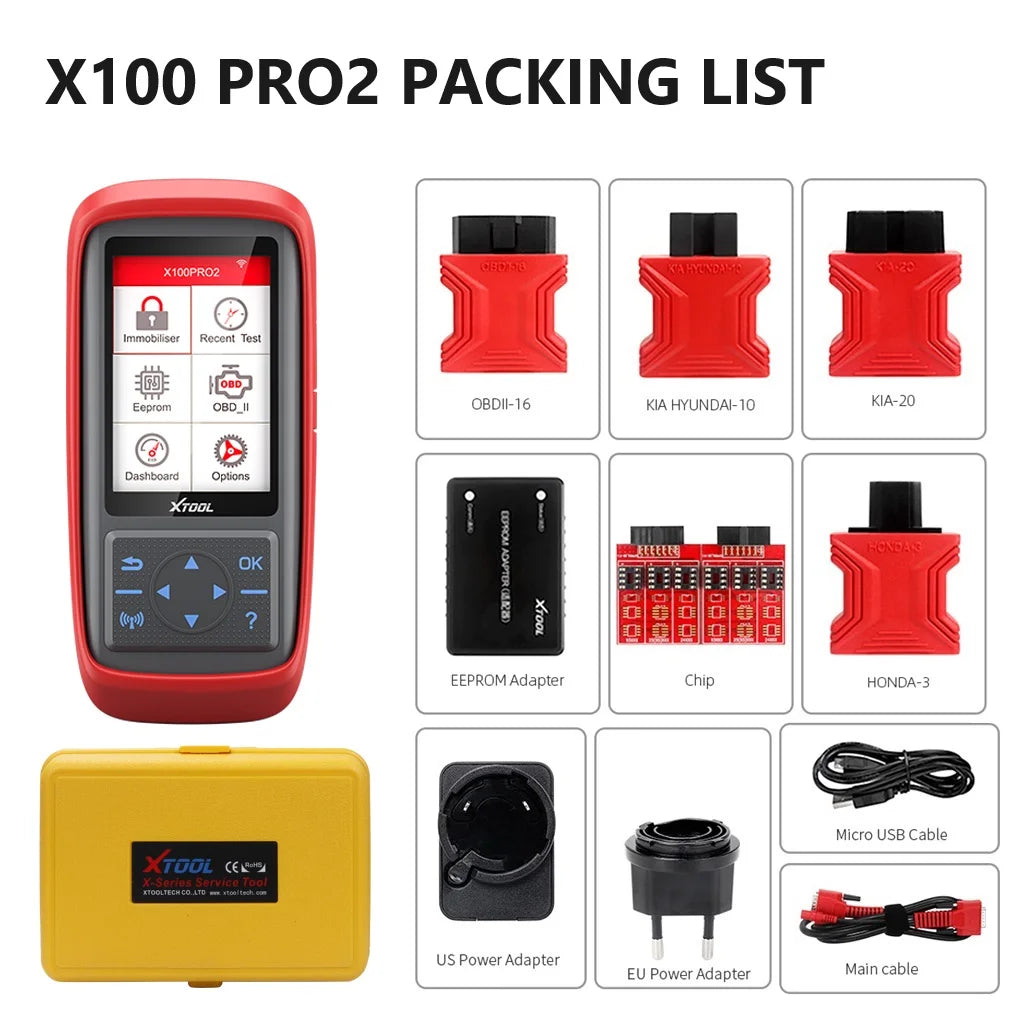 X100 Pro2 OBD2 Automotive Scanner Key Programmer with EEPROM Adapter Code Reader Car Diagnostic Tools Lifetime Free Update