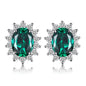 Created Blue Sapphire Ruby 925 Sterling Silver Stud Earrings Natural Amethyst Garnet Peridot Topaz Princess Diana