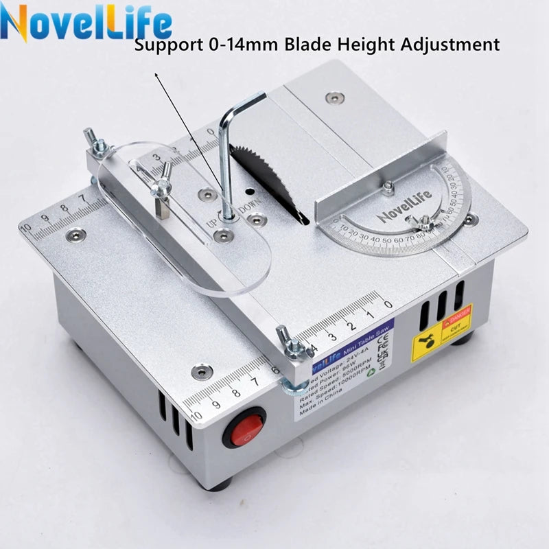 Mini Table Saw Small Woodworking Electric Bench Saw Handmade DIY Hobby Model Crafts Cutting Tool 775 Motor 96W 63Mm HSS Blade R1