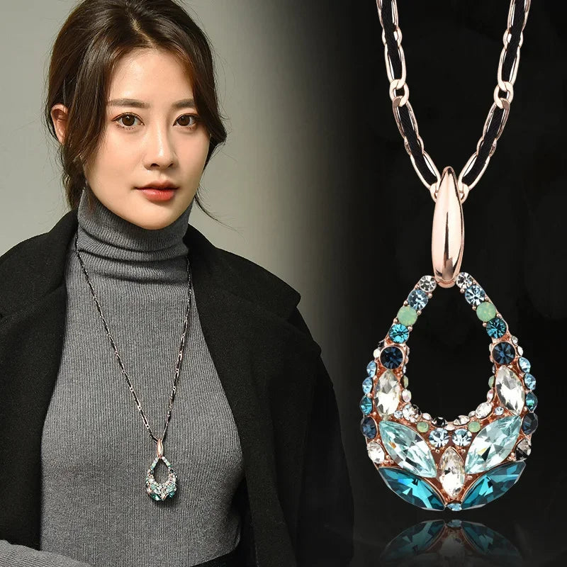 Imitation Pearl Necklaces Retro Popular Vintage Leaf Collar Statement Necklace Long Jewelry for Women