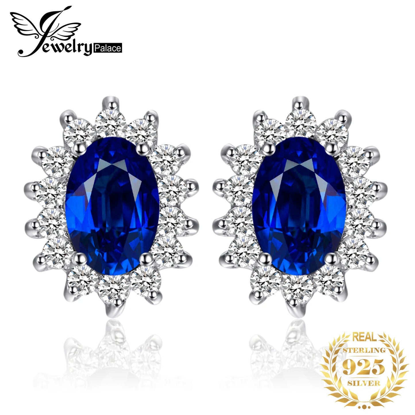 Created Blue Sapphire Ruby 925 Sterling Silver Stud Earrings Natural Amethyst Garnet Peridot Topaz Princess Diana