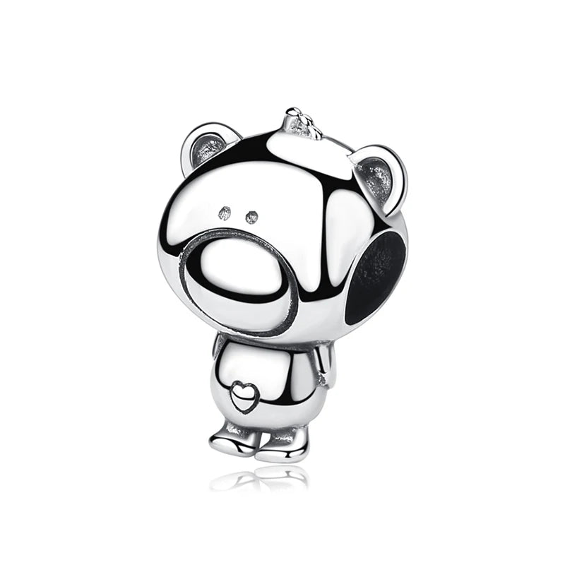 Original 925 Sterling Silver Charm Bead Love Dog Cat Paw Panda Firefly Pendant Charms Fit Bracelets Necklaces Women Jewelry