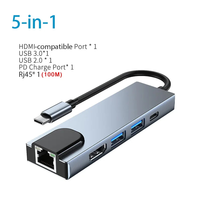 USB C HUB Type C Splitter Thunderbolt 3 Docking Station Laptop Adapter with for Macbook Air M1 Ipad Pro