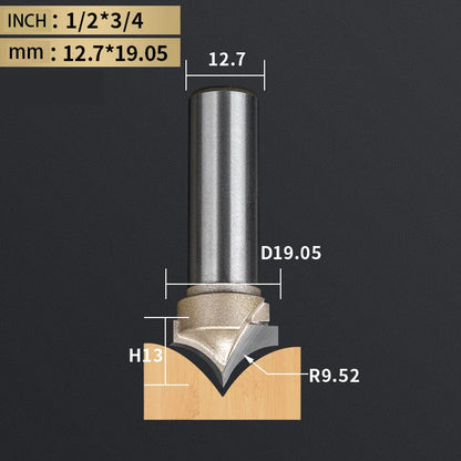 Point Cutting round over Bit Woodworking Tools Carving Tool Tungsten Carbide CNC Router Bit for Wood 1/2 Shank