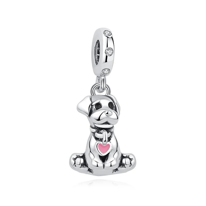 Original 925 Sterling Silver Charm Bead Love Dog Cat Paw Panda Firefly Pendant Charms Fit Bracelets Necklaces Women Jewelry