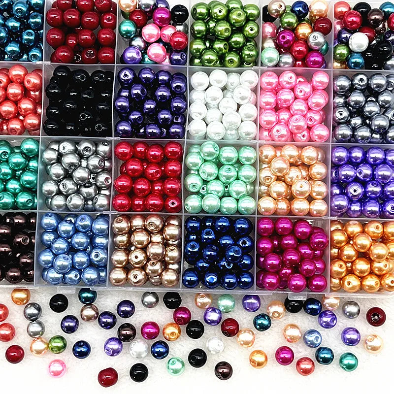 NEW 4/6/8/10Mm round Beads Loose Glass Pearl Spacer Charm Beads for Jewelry Making Diy Handmade Bracelet Accessories
