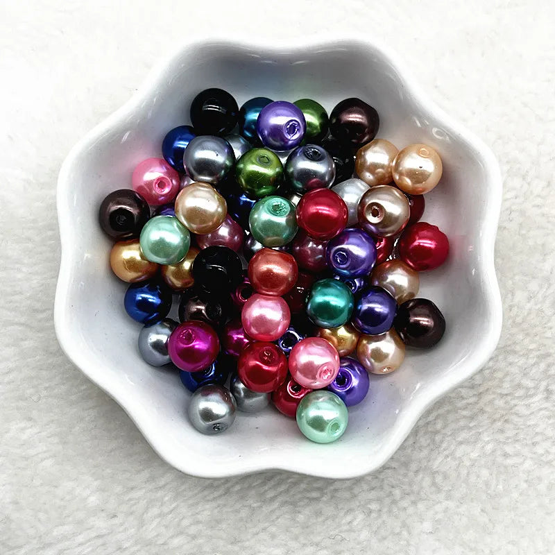 NEW 4/6/8/10Mm round Beads Loose Glass Pearl Spacer Charm Beads for Jewelry Making Diy Handmade Bracelet Accessories