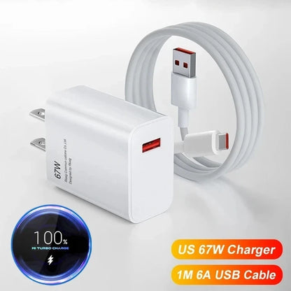 6A 67W Fast Charger Type-C Cable for Xiaomi 10 11 12 Lite 13T Redmi Note 11T 12T 13 Pro POCO F4 F5 X4 GT X5 X6 Quick Charge