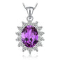 Princess Diana Created Blue Sapphire Ruby Simulated Emerald 925 Sterling Silver Pendant Necklace Women No Chain