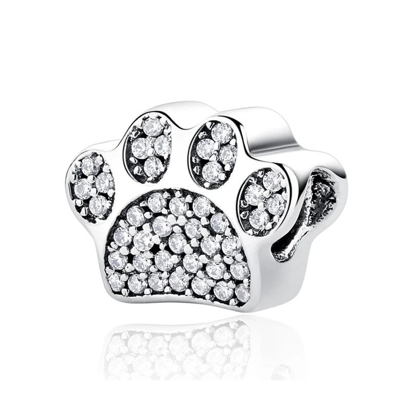 Original 925 Sterling Silver Charm Bead Love Dog Cat Paw Panda Firefly Pendant Charms Fit Bracelets Necklaces Women Jewelry
