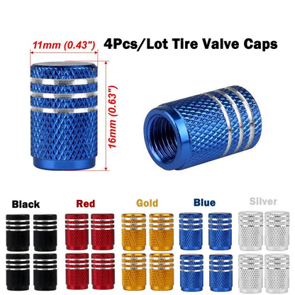 4Pcs/Lot Universal Alu-Alloy Tire Valve Caps for Car Truck Motorcycle Bicycle Valve Stem Cover Tire Accessories