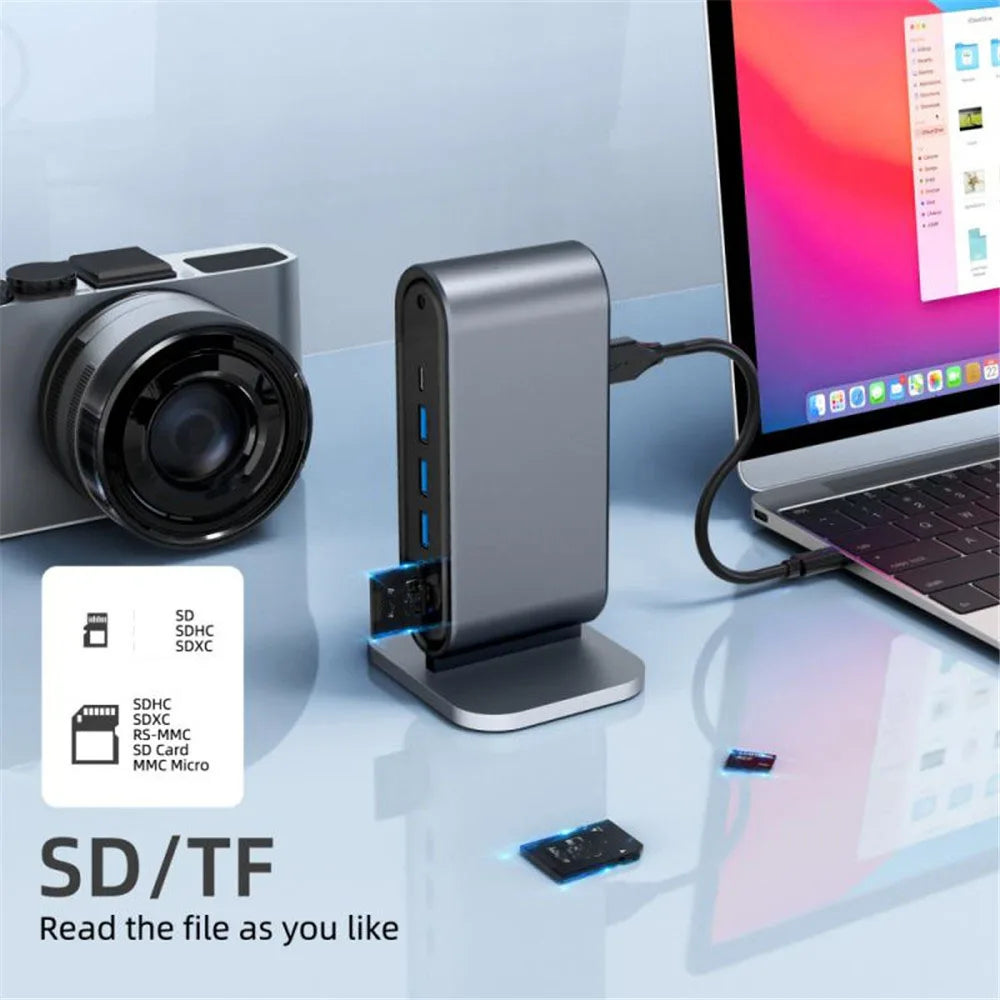 USB C Docking Station PD 100W USB C HUB Type C to Hdmi-Compatible Adapter 4K 30Hz VGA RJ45 USB 3.0 HUB USB Splitter for Macbook