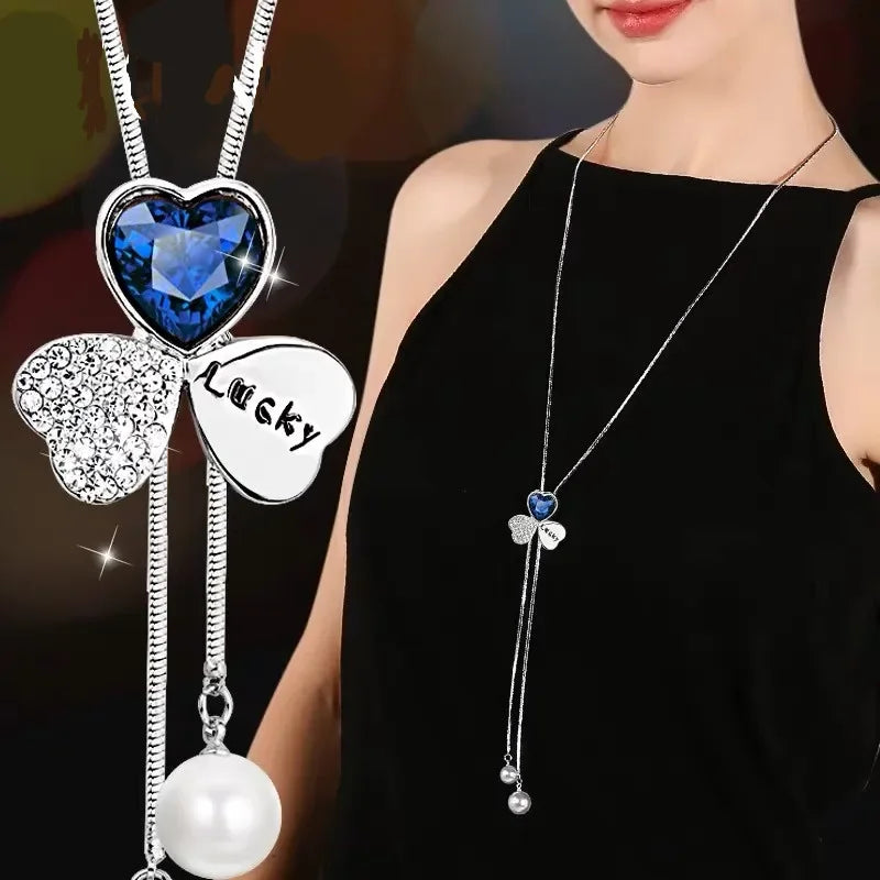 Imitation Pearl Necklaces Retro Popular Vintage Leaf Collar Statement Necklace Long Jewelry for Women