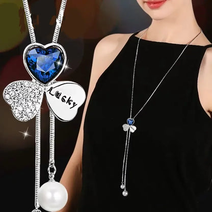 Imitation Pearl Necklaces Retro Popular Vintage Leaf Collar Statement Necklace Long Jewelry for Women