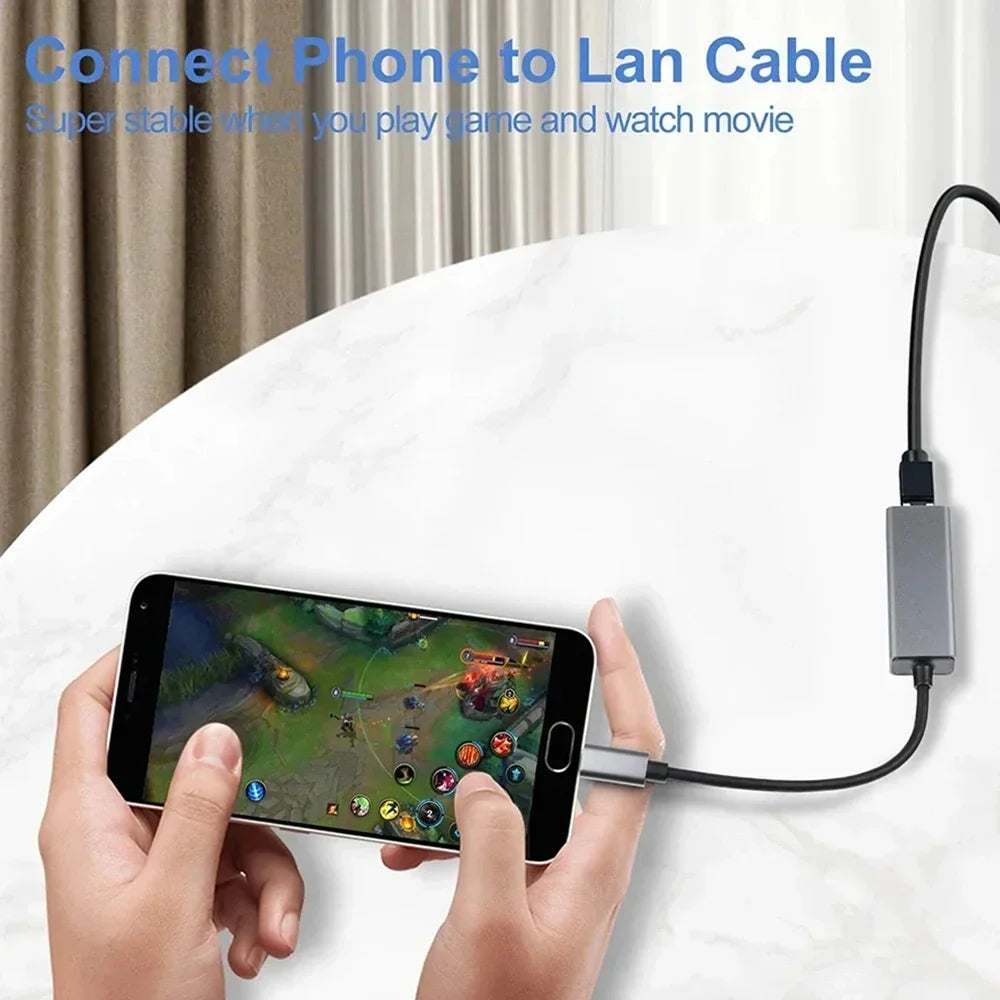 Adaptateur Ethernet USB Type C 1000Mbps, Carte Réseau RJ45 USB 3.0 Pour Macbook PC Windows XP 7 Câble Internet Lan USB Android