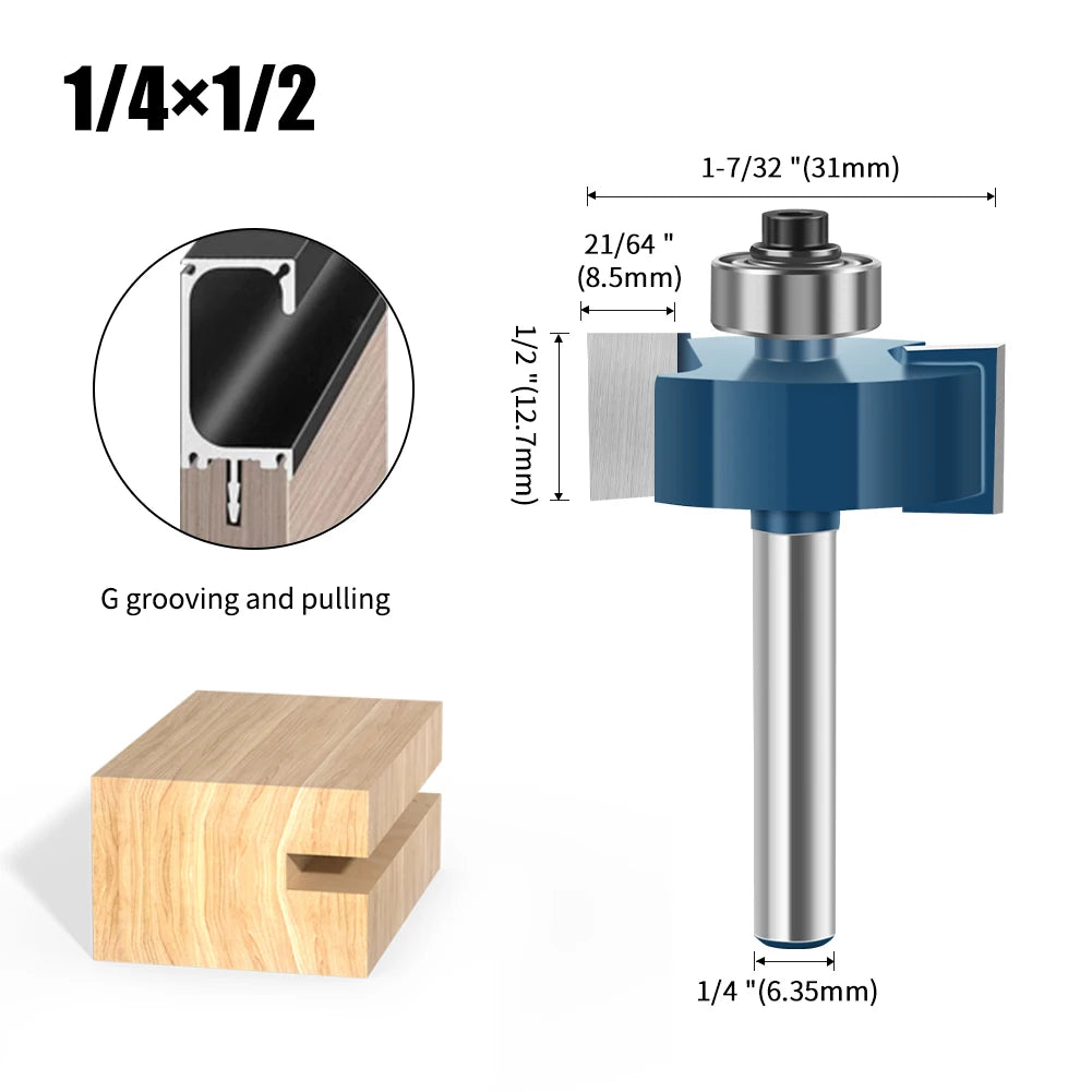 1/4" 1/2Shank High Quality "T" Type Biscuit Joint Slot Cutter Jointing/Slotting Router Bit Cutter Wood Working