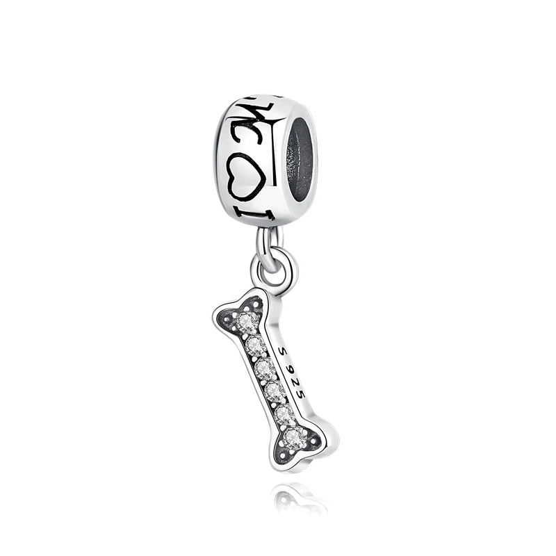 Original 925 Sterling Silver Charm Bead Love Dog Cat Paw Panda Firefly Pendant Charms Fit Bracelets Necklaces Women Jewelry