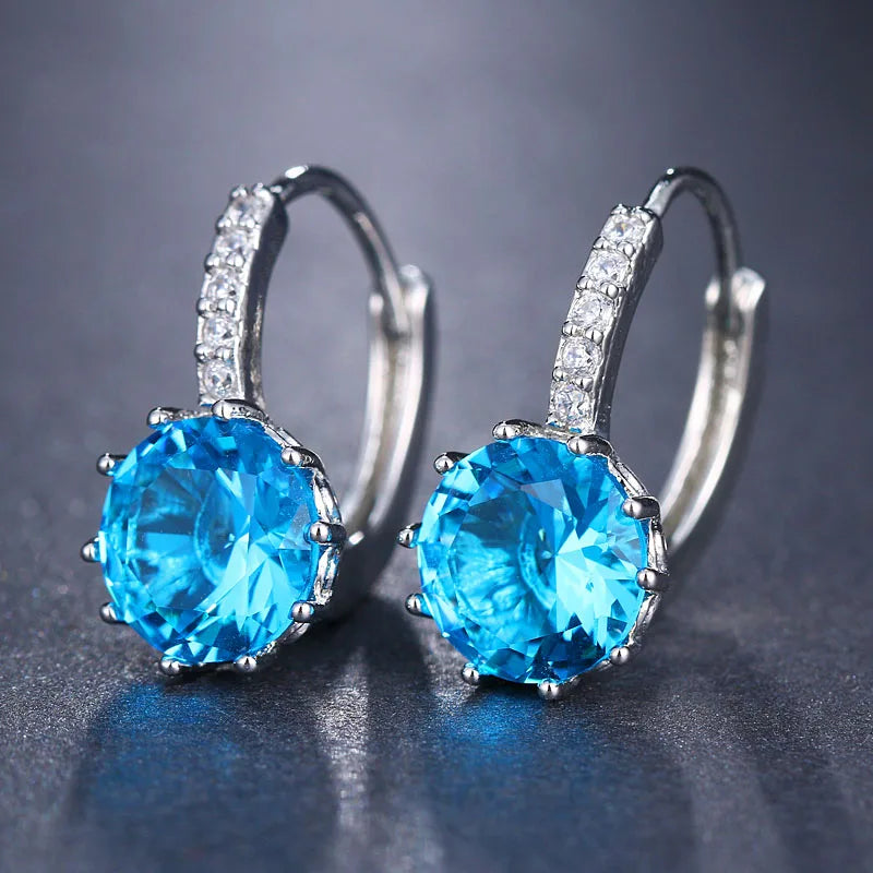 Classic Green AAA Cubic Zirconia Stud Earrings round Crystal Girl Ear Studs for Women Multicolor Fashion Jewelry Brincos AE176