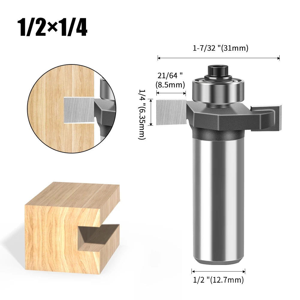 1/4" 1/2Shank High Quality "T" Type Biscuit Joint Slot Cutter Jointing/Slotting Router Bit Cutter Wood Working