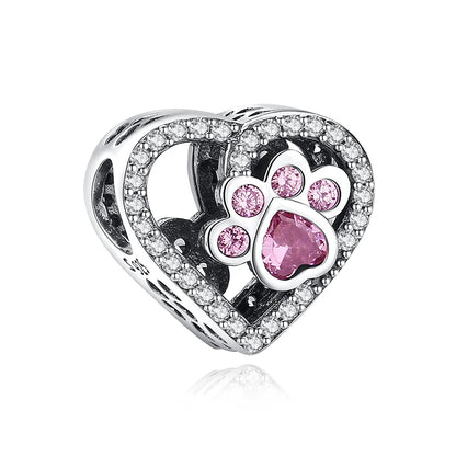 Original 925 Sterling Silver Charm Bead Love Dog Cat Paw Panda Firefly Pendant Charms Fit Bracelets Necklaces Women Jewelry