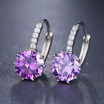 Classic Green AAA Cubic Zirconia Stud Earrings round Crystal Girl Ear Studs for Women Multicolor Fashion Jewelry Brincos AE176