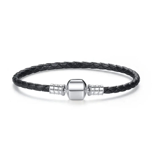 925 Sterling Silver Bracelet – Barrel Snap Clasp, Cubic Zirconia, Bangle Bracelet, Chain Bracelet, Charm, Sizes 17–21