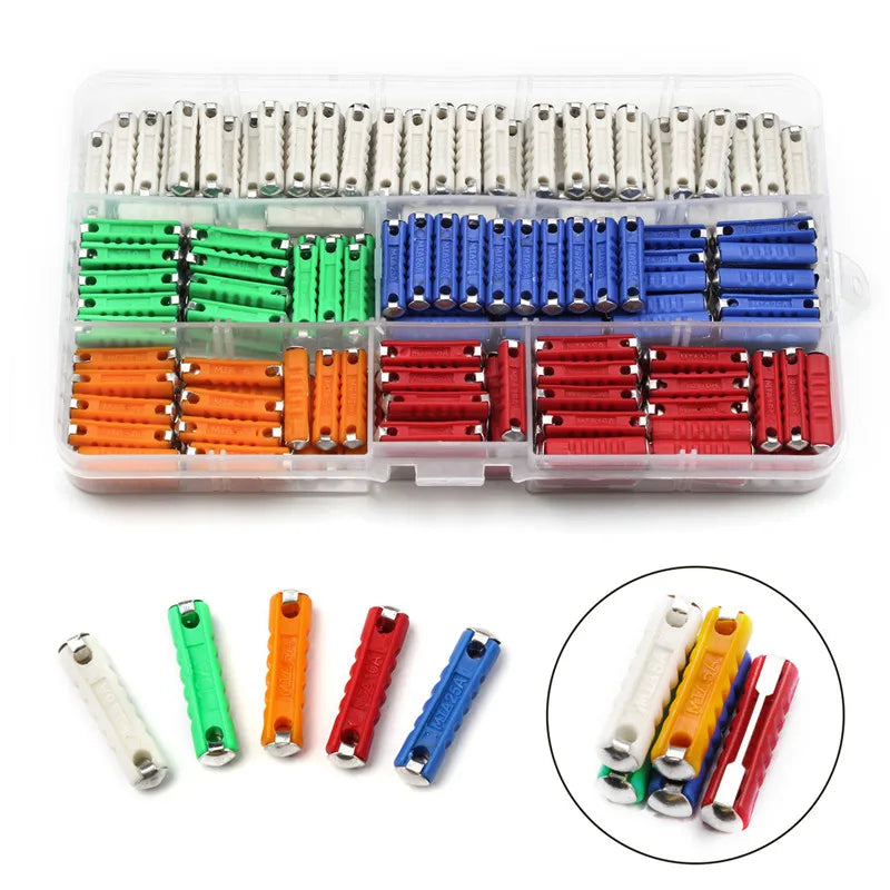 200PCS GBC European Automotive Fuse Set 5/8/10/16/30AMP 6Mm Continental Car Blade Bakelite Auto Classic Car Fuse