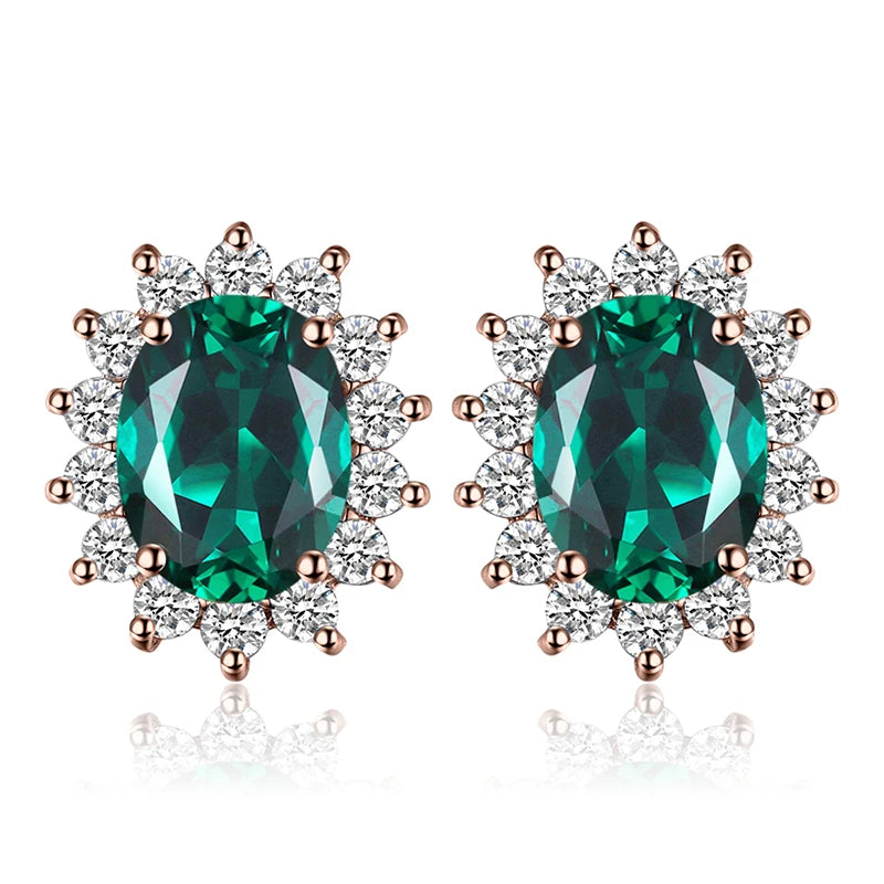 Created Blue Sapphire Ruby 925 Sterling Silver Stud Earrings Natural Amethyst Garnet Peridot Topaz Princess Diana
