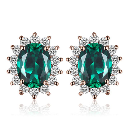 Created Blue Sapphire Ruby 925 Sterling Silver Stud Earrings Natural Amethyst Garnet Peridot Topaz Princess Diana