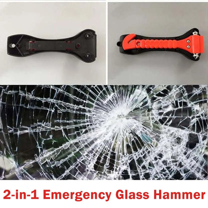 Window Breaker Seatbelt Cutter 2-In-1 Emergency Car Glass Punch Hammer Auto Escape Life Rescue Tool Light Reflective Tape