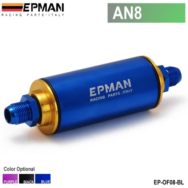 Universal 100 Micron 8.6MM Aluminum High Flow Fuel Inline Petrol Filter Car Truck EP-OF86