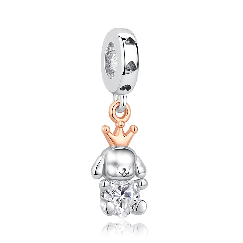 Original 925 Sterling Silver Charm Bead Love Dog Cat Paw Panda Firefly Pendant Charms Fit Bracelets Necklaces Women Jewelry