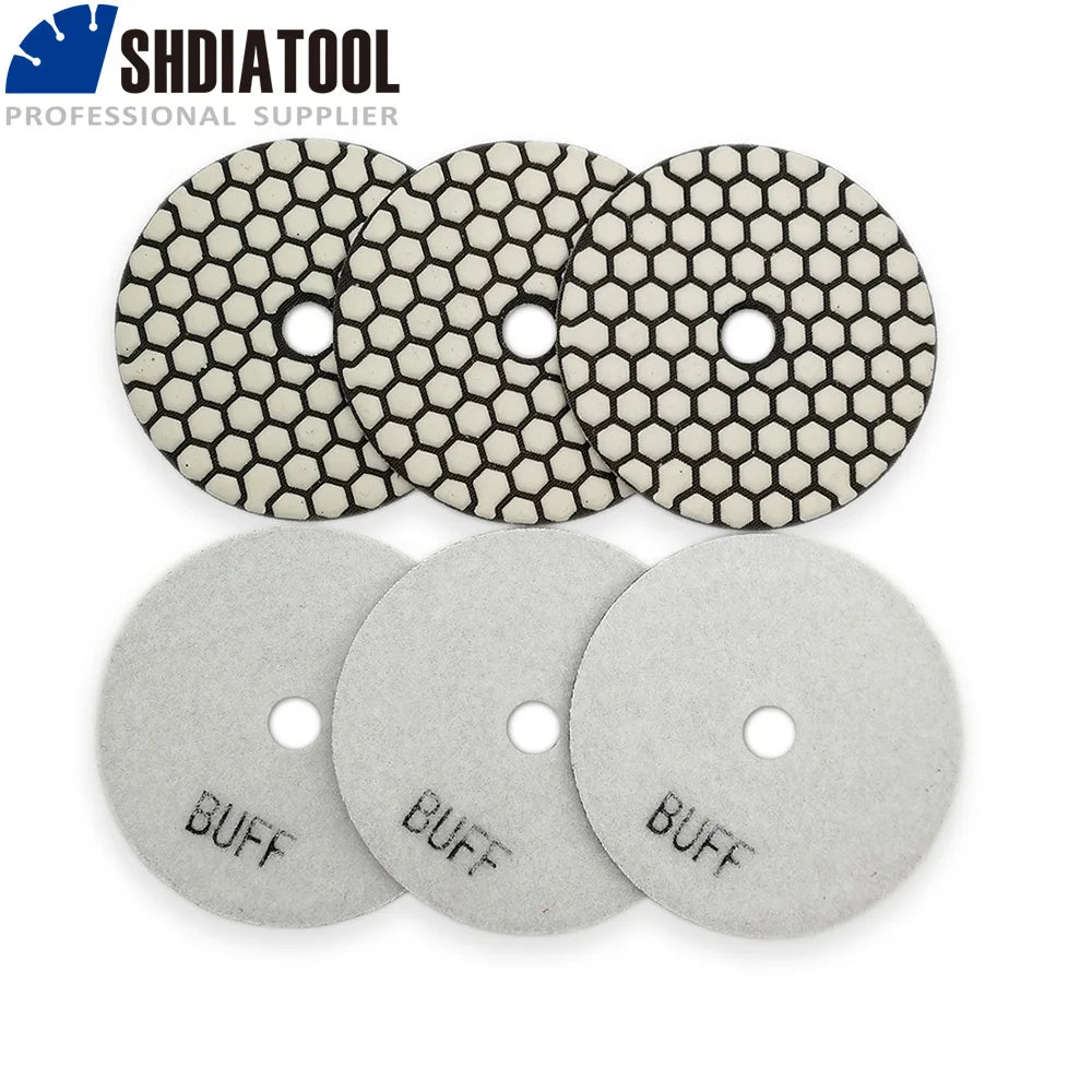 6Pcs/Pk Diamond Dry Polishing Pads Granite Marble Flexible Resin Sanding Discs 100Mm Ceramic Stone Polisher 4Inches
