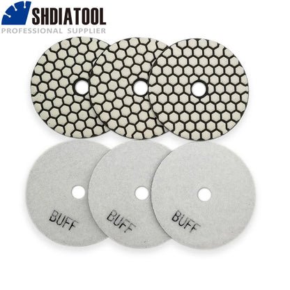 6Pcs/Pk Diamond Dry Polishing Pads Granite Marble Flexible Resin Sanding Discs 100Mm Ceramic Stone Polisher 4Inches
