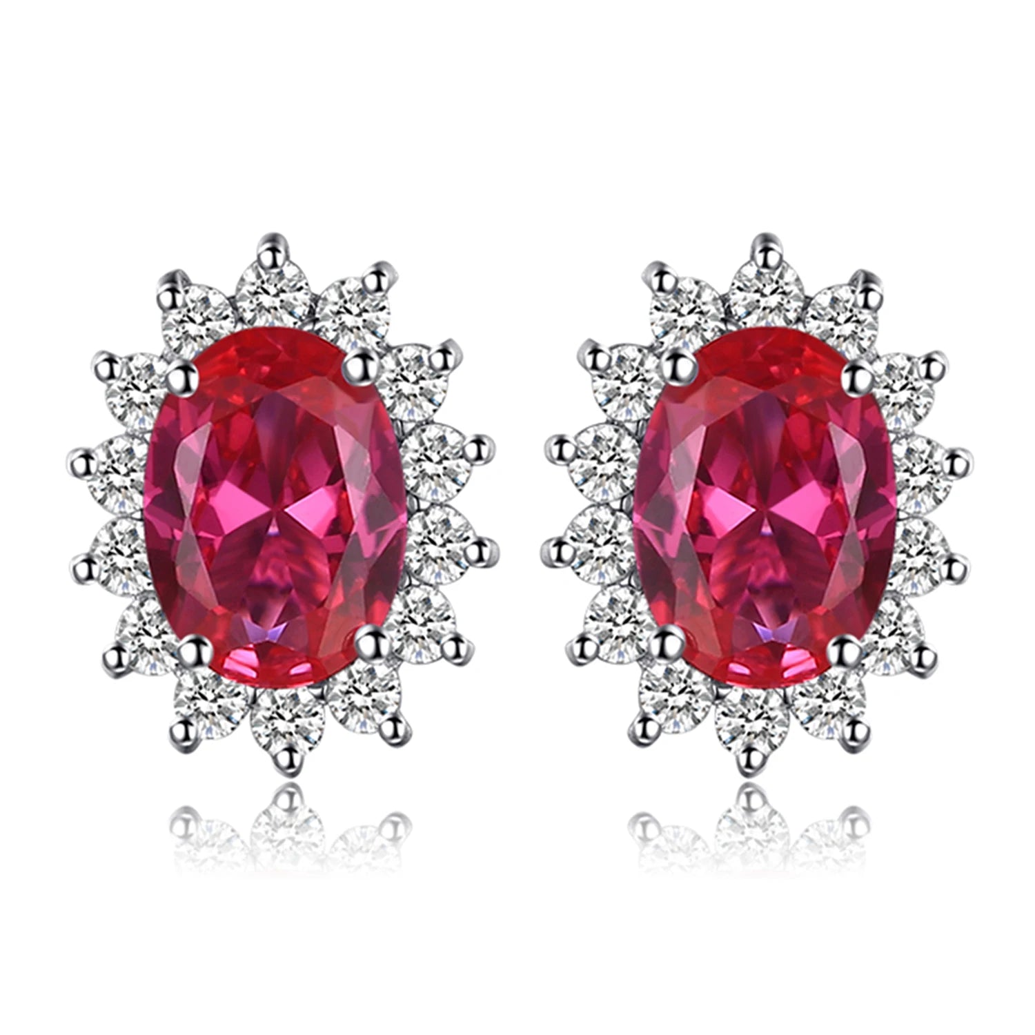 Created Blue Sapphire Ruby 925 Sterling Silver Stud Earrings Natural Amethyst Garnet Peridot Topaz Princess Diana