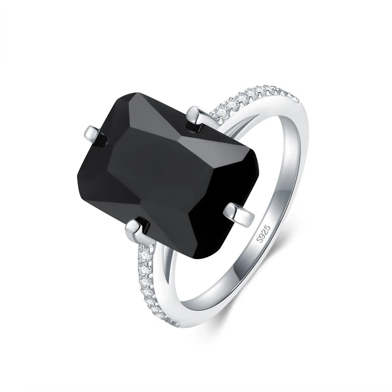 100% 925 Sterling Silver Rectangle 5A Clear Zircon Luxury Rings Anniversary Engagement Jewelry for Women Fashion Rings