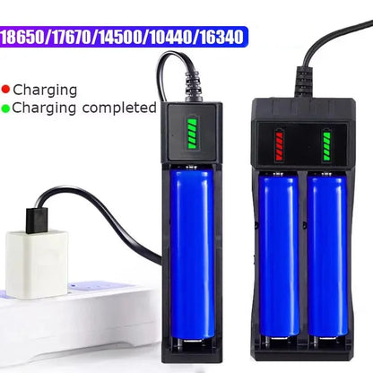 18650 Battery Charger 1/2/4 Slots Dual 18650 Charging 3.7V Rechargeable Lithium Battery USB Charger for 16340 14500 18650
