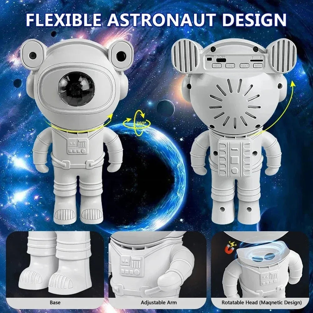 Projector Night Light, DIY LED Astronaut Nebula Lamp for Bedroom, Home Decor & Kids' Gift with Adjustable Lighting