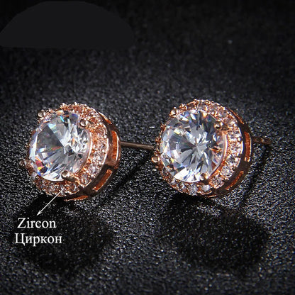 Classic Green AAA Cubic Zirconia Stud Earrings round Crystal Girl Ear Studs for Women Multicolor Fashion Jewelry Brincos AE176