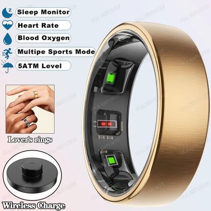 New R10 Smart Ring with Wireless Charging,Health Sleep Monitor,5Atm & Ip68 Waterproof,Multi-Sport Mode for Android IOS Men Women