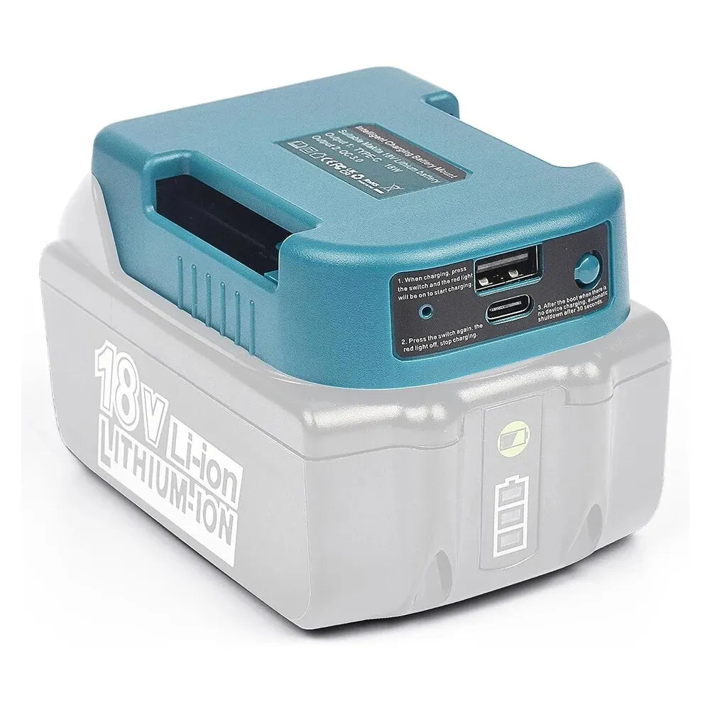 For Makita 18V with USB with Type-C Battery Holder for Makita 18V Battery BL1840 BL1850 BL1860 Charger Adapter Fast Charging