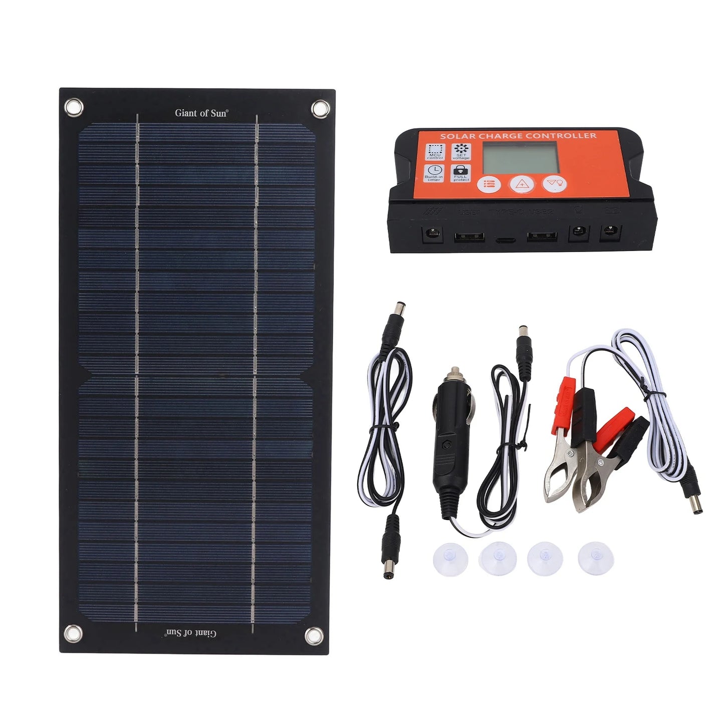 600W Solar Panel Portable Solar Panel Kit Monocrystalline Silicon 100A Charge Controller Solar Panel Kit Car Ship Charging Tools