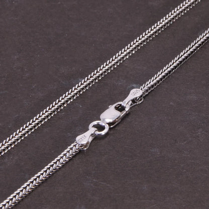 Real Pure 925 Sterling Silver Necklace Chain Women and Men Vintage Foxtail 1.6Mm Retro Solid Thai Silver Italy Fine Jewelry