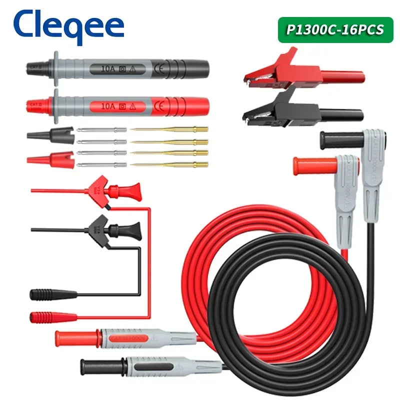 P1300 Series Multimeter Test Lead Kit 4Mm Banana Plug Cable Test Hook Clip Probe Alligator Clip Automotive Tool Kit
