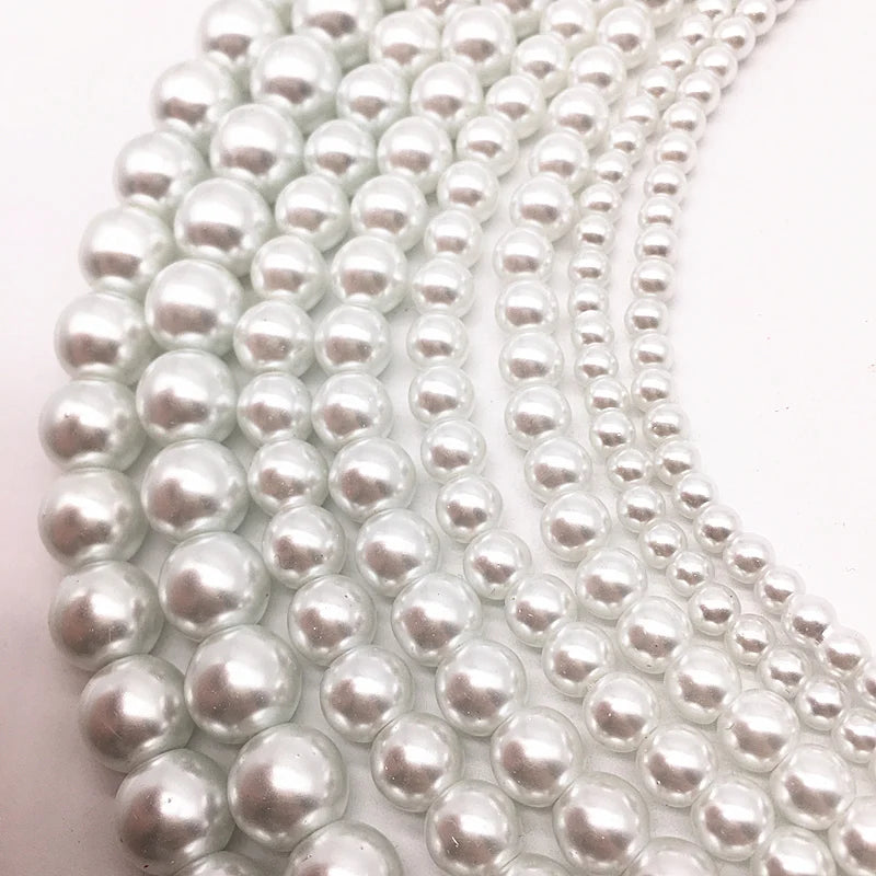 NEW 4/6/8/10Mm round Beads Loose Glass Pearl Spacer Charm Beads for Jewelry Making Diy Handmade Bracelet Accessories