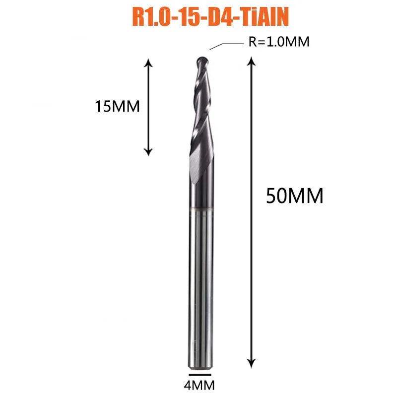 1 Pcs Solid Carbide Coated Taper Ball Nose Bit CNC Milling Cutter Router Bits for Wood and Cutters for Metal End Mill
