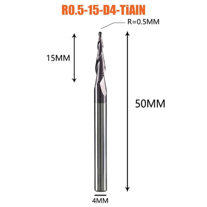 1 Pcs Solid Carbide Coated Taper Ball Nose Bit CNC Milling Cutter Router Bits for Wood and Cutters for Metal End Mill