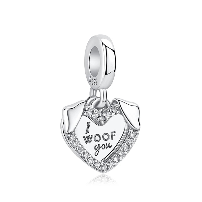 Original 925 Sterling Silver Charm Bead Love Dog Cat Paw Panda Firefly Pendant Charms Fit Bracelets Necklaces Women Jewelry
