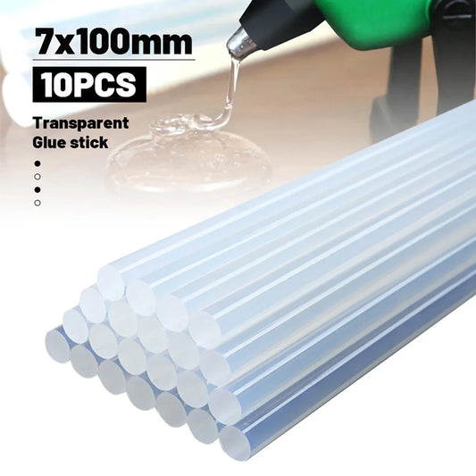 10Pcs 7Mmx100Mm Transparent Hot Melt Glue Sticks for Heat Pistol Gun Electric Glue Gun Craft Repair General Adhesive DIY Tool